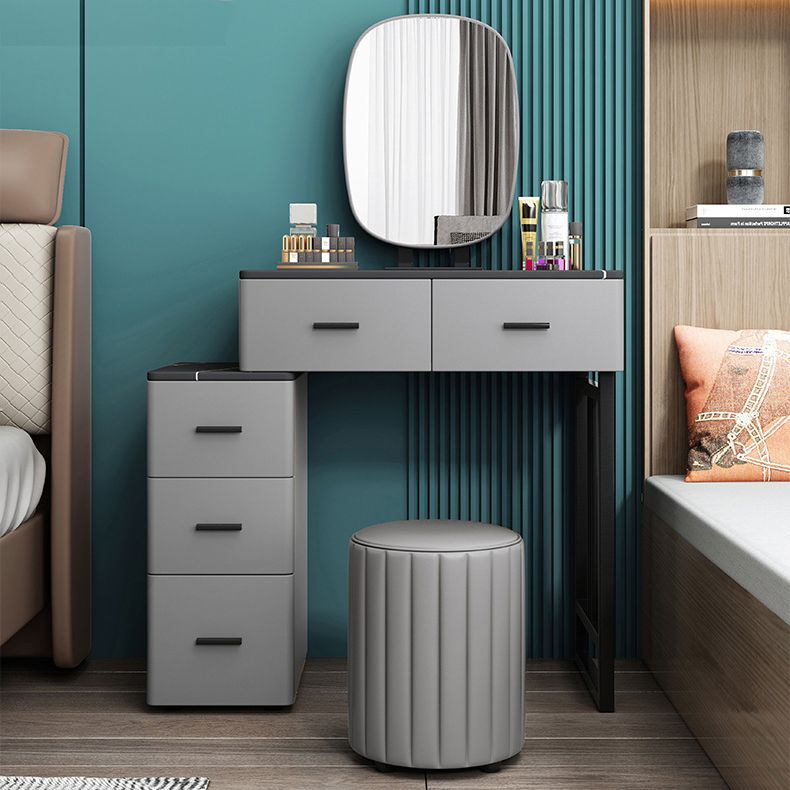 Tavolo da vanità a specchio e set di sgabelli da 25,59 "Scantina di vanità in pietra larga