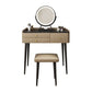 Glam 31.49 " Height Slate Table Top Makeup Vanity Stool with 3 Drawers Clearhalo 'Bedroom Furniture' 'furn' 'furn_makeup_vanities' 'Furniture' 'Makeup Vanities' 'makeup_vanities' 1200x1200_c5250616-9031-4d2f-b4fc-3dc6374f9ce7