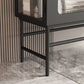 Contemporary Metal Curio Cabinet Glass Doors Hutch Cabinet for Living Room