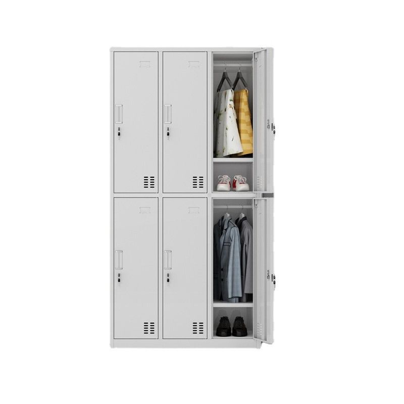 Modern Style Wardrobe Gray Colour Metal Wardrobe Closet with Locks Clearhalo 'Armoires & Wardrobes' 'armoires_wardrobes' 'Bedroom Furniture' 'furn' 'furn_armoires_wardrobes' 'Furniture' 1200x1200_c527a951-f512-4988-94d7-1a7bb093ecff