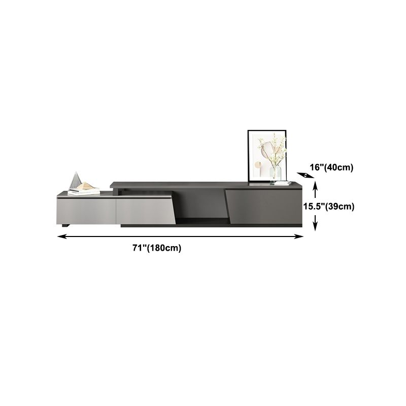 Gray TV Stand 71 /92 - Consola de TV de madera deslizante de pulgadas con cajones