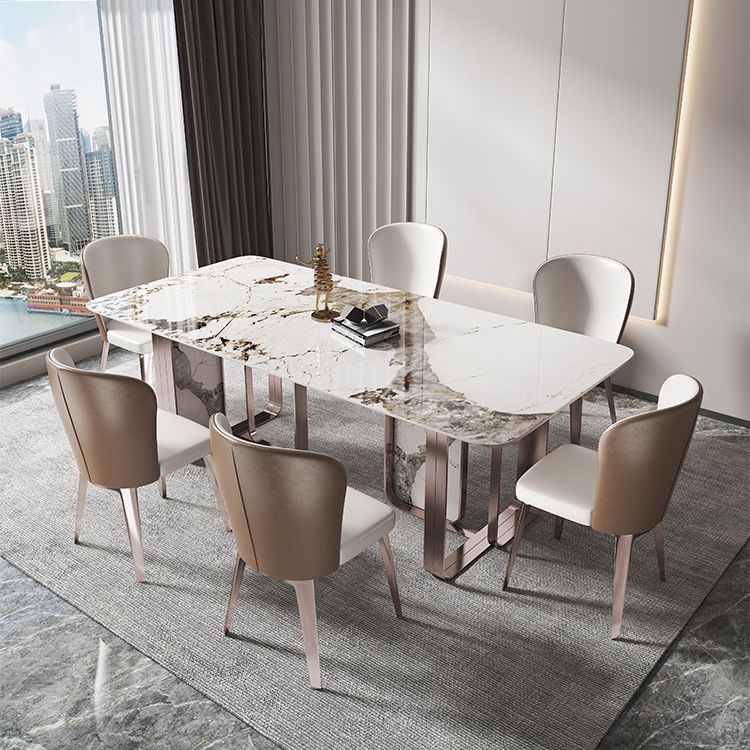 Traditional Luxury Dining Table Sintered Stone Rectangle Dining Table with Rose Gold Frame Clearhalo ' dining_table' 'Dining Tables & Seating' 'Dining Tables' 'furn' 'furn_dining_table' 'Furniture' 'furniture_dining_table' 'Kitchen & Dining Furniture' 'kitchen&dining_furn' 'kitchen' 'kitchen_dining_table' 1200x1200_c529879d-f64d-4c17-9766-13568a45a19f