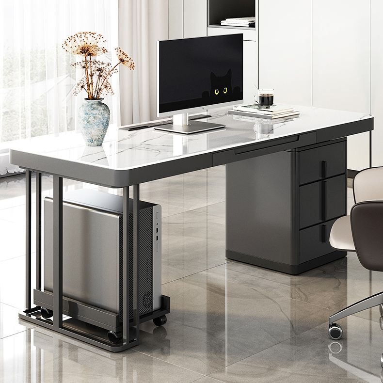 29.25-inch H Hedendaagse computerbureau gebogen stenen bureau