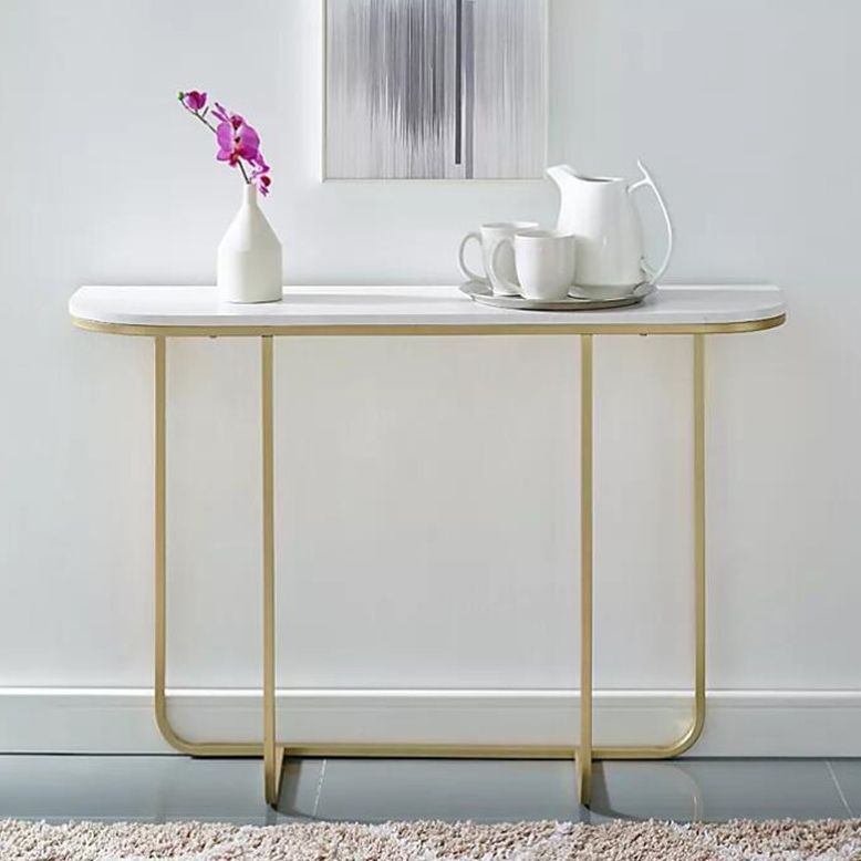 Mesa de consola de media luna de mármol Mesa de acento moderna de 1 estante para Hall