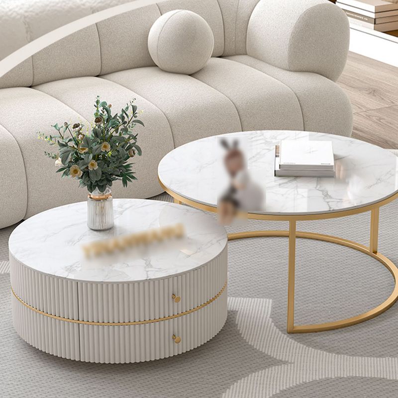 Round Nesting Coffee Table Set Frame Coffee Table with Storage Clearhalo 'Coffee & Accent Tables' 'Coffee Tables' 'coffee_tables' 'furn' 'furn_coffee_tables' 'Furniture' 'Living Room Furniture' 1200x1200_c52d6377-27c0-4d0a-b71f-85fcb923e732