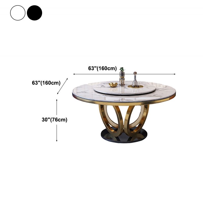 Nordic Glam Dining Round Table Dining Sintered Stone Table for Restaurant with Metal Legs Clearhalo 'Dining Tables & Seating' 'Dining Tables' 'dining_table' 'furn' 'furn_dining_table' 'Furniture' 'furniture_dining_table' 'Kitchen & Dining Furniture' 'kitchen' 'kitchen_dining_table' 1200x1200_c52ddb74-2c92-454f-b54e-e323a81ce65f