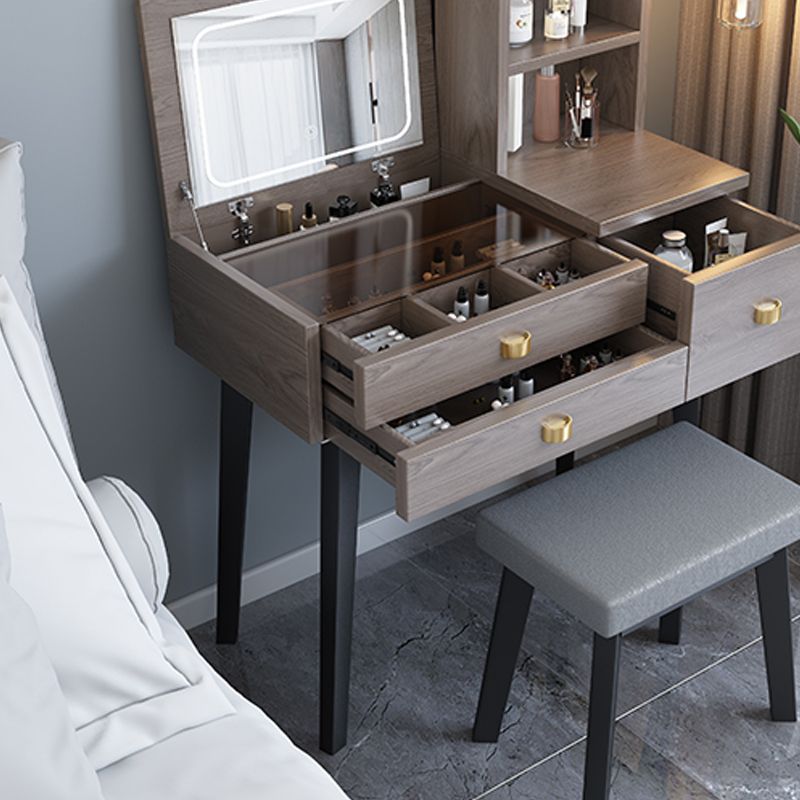 Flip-Top-Waschtabelle 3-Schüchterstuhl-Waschtisch mit Lagerregalen