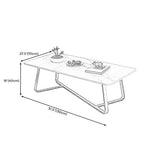 Modern Style Cocktail Table Slate Top Rectangular Coffee Table with Metal Base