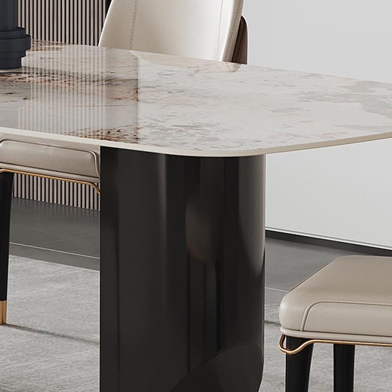 Rectangle Stone Top Dining Table Contemporary Dining Table with Double Pedestal Base Clearhalo 'Dining Tables & Seating' 'Dining Tables' 'dining_table' 'furn' 'furn_dining_table' 'Furniture' 'furniture_dining_table' 'Kitchen & Dining Furniture' 'kitchen' 'kitchen_dining_table' 1200x1200_c52f8f66-1850-4565-9a17-116130890d5b