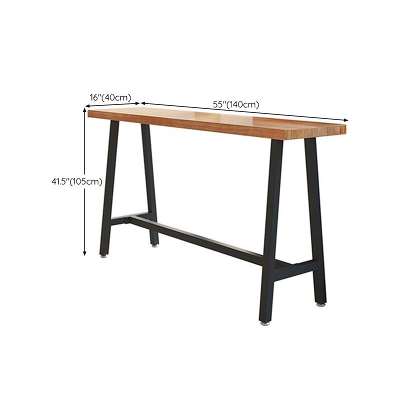 Tavolo da Bar Rettangolare in Metallo e Legno Tavolo da Bar ad Altezza con Base su Trespolo per Sala da Pranzo