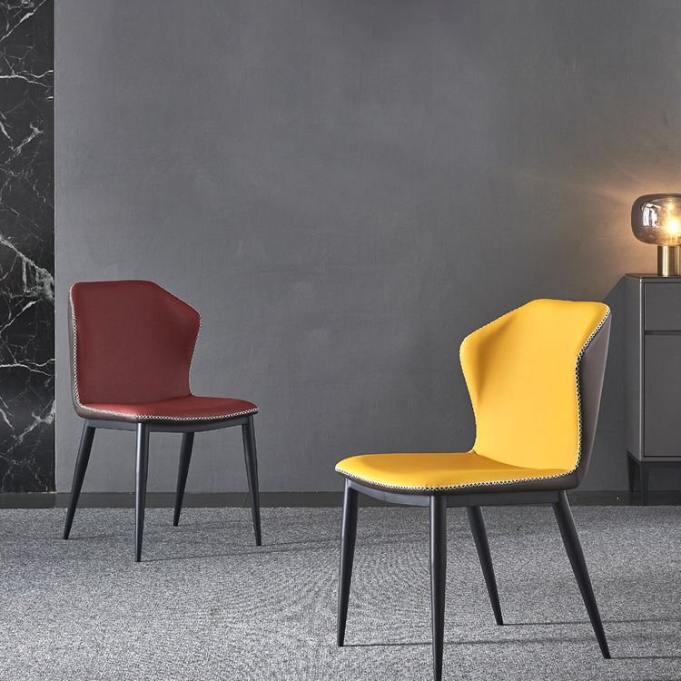 Contemporary Home Side Chair Wingback Metal Upholstered Dining Room Chair Clearhalo ' kitchen&dining_furn' 'Dining Chairs' 'Dining Tables & Seating' 'dining_chair' 'furn' 'furn_dining_chair' 'Furniture' 'furniture_dining_chair' 'Kitchen & Dining Furniture' 'kitchen' 1200x1200_c5313f6c-518f-4978-9488-d858af6c9647