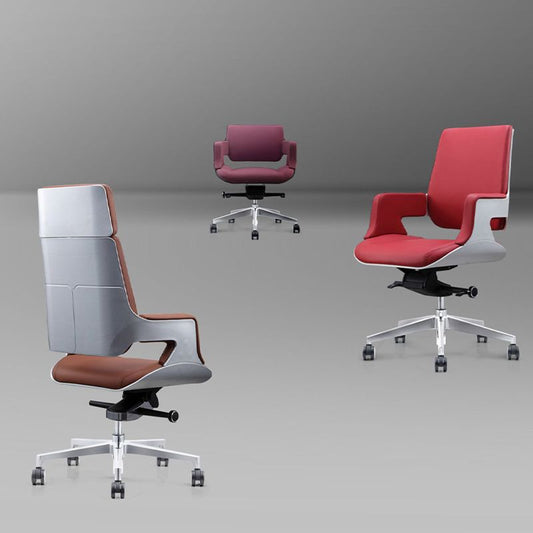 Silla de oficina de deslizamiento sin brazo moderno cuero asiento ajustable altura silla de escritorio con ruedas