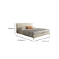 Letto standard in legno e imbottito con letto a pannello in testiera in beige