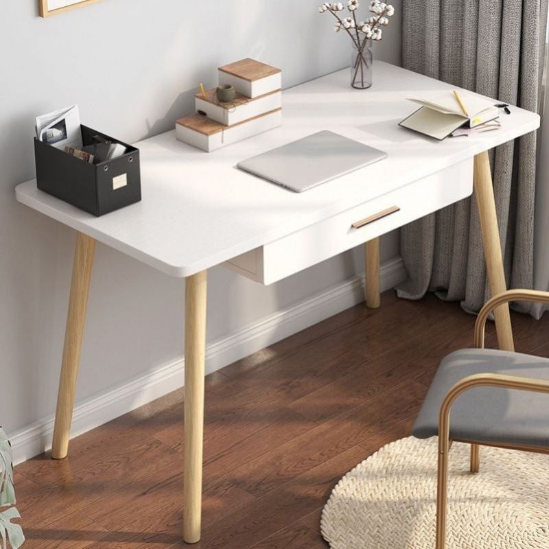 Rectangular Shaped Office Desk Reversible Natural/White Writing Desk with 1 Drawer Clearhalo 'furn' 'furn_office_desk' 'Furniture' 'Office Desks' 'Office Furniture' 'office_desk' 1200x1200_c534b568-b9cf-494f-9e22-a90b4465fa03