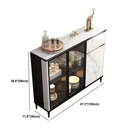 Glam Buffet Sideboard Glass with LED Lights Doors Dining Buffet for Living Room Clearhalo 'buffet_sideboard' 'Buffets & Sideboards' 'furn' 'furn_buffet_sideboard' 'Furniture' 'Kitchen & Dining Furniture' 1200x1200_c536ff95-f4f8-4830-996c-4a2c82ae0365
