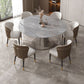 Stone Top Dining Table Modern Round Dining Table with Pedestal Base in Grey