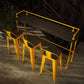 Metal Dining Stools Low Back Bar Stools with Footrest in Yellow