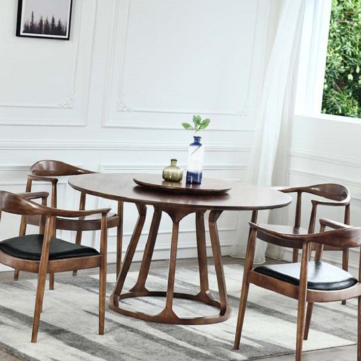 Modern Solid Wood Dining Table Brown Round Table with Pedestal Base for Home Clearhalo ' dining_table' 'Dining Tables & Seating' 'Dining Tables' 'furn' 'furn_dining_table' 'Furniture' 'furniture_dining_table' 'Kitchen & Dining Furniture' 'kitchen&dining_furn' 'kitchen' 'kitchen_dining_table' 1200x1200_c53af4df-49e8-46a2-9fec-37895050e6b5