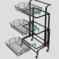 17.5"L x 12"W x 37"H Modern Metal Prep Table Open Storage Rolling Prep Table with Basket