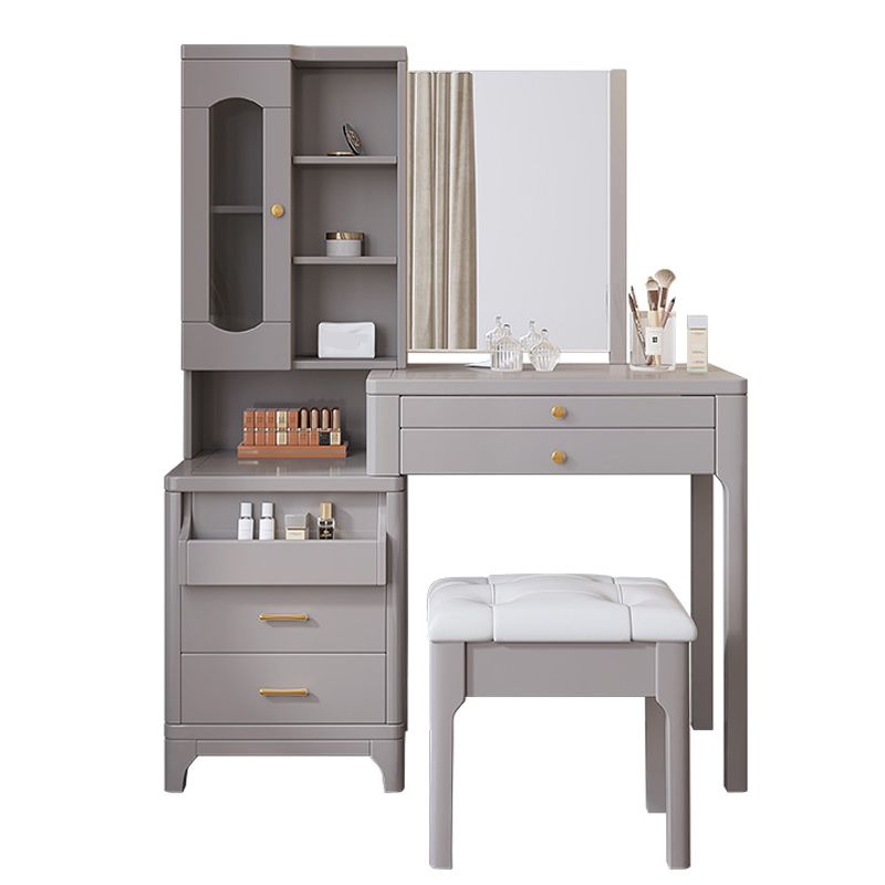 Tocador de madera Magno de tocador Taburada de tocador con escritorio de tocador de espejo