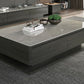 16"H Moderner Couchtisch aus Schiefer, rechteckiger Einzel-Cocktailtisch