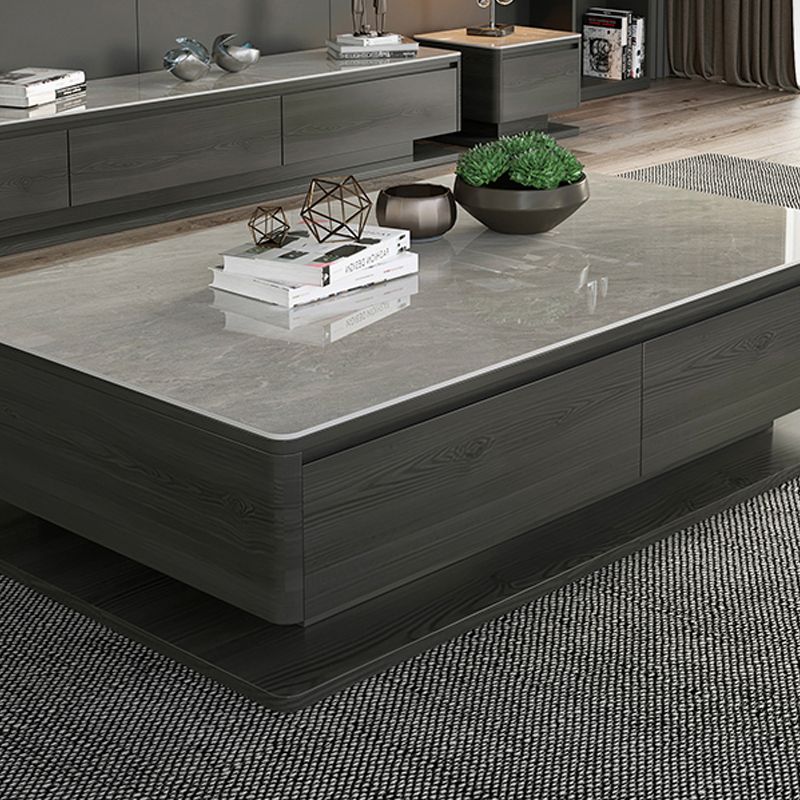16"H Moderner Couchtisch aus Schiefer, rechteckiger Einzel-Cocktailtisch