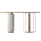 Modern Oval Console Table Stone Console Sofa Table in White for Home