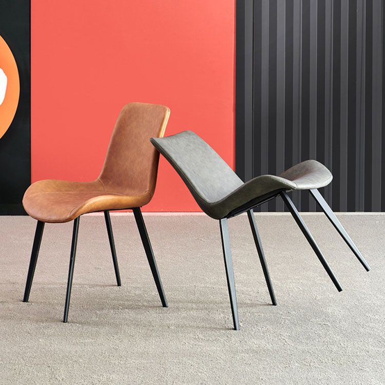 Contemporary Style Leather Dining Chairs Solid Back Arm Chair for Kitchen Clearhalo ' kitchen&dining_furn' 'Dining Chairs' 'Dining Tables & Seating' 'dining_chair' 'furn' 'furn_dining_chair' 'Furniture' 'furniture_dining_chair' 'Kitchen & Dining Furniture' 'kitchen' 1200x1200_c53eaa63-9ce9-4fa9-8210-308c75fa92f0