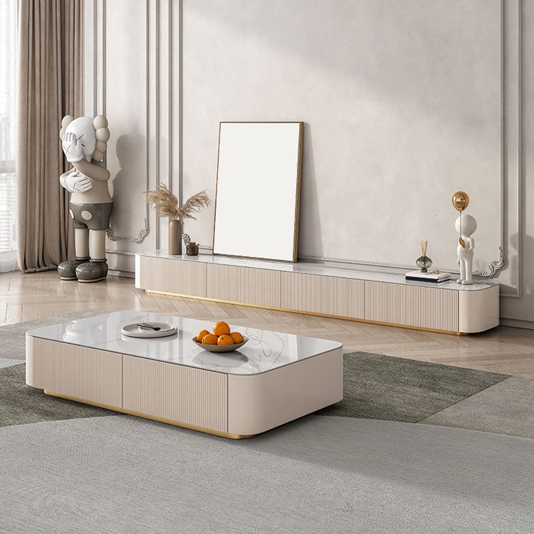 Stone TV Media Stand Contemporary Stand Console with 4 Drawers Clearhalo 'furn' 'furn_tv_stands_entertainment_centers' 'Furniture' 'Living Room Furniture' 'TV Stands & Entertainment Centers' 'TV Stands & Media Storage Furniture' 'tv_stands_entertainment_centers' 1200x1200_c53ee7c4-d057-4b1b-964d-130dbf670004