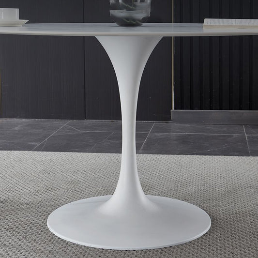 Minimalist Sintered Stone Dining Table Round Shape Kitchen Dining Table with Tulip Base