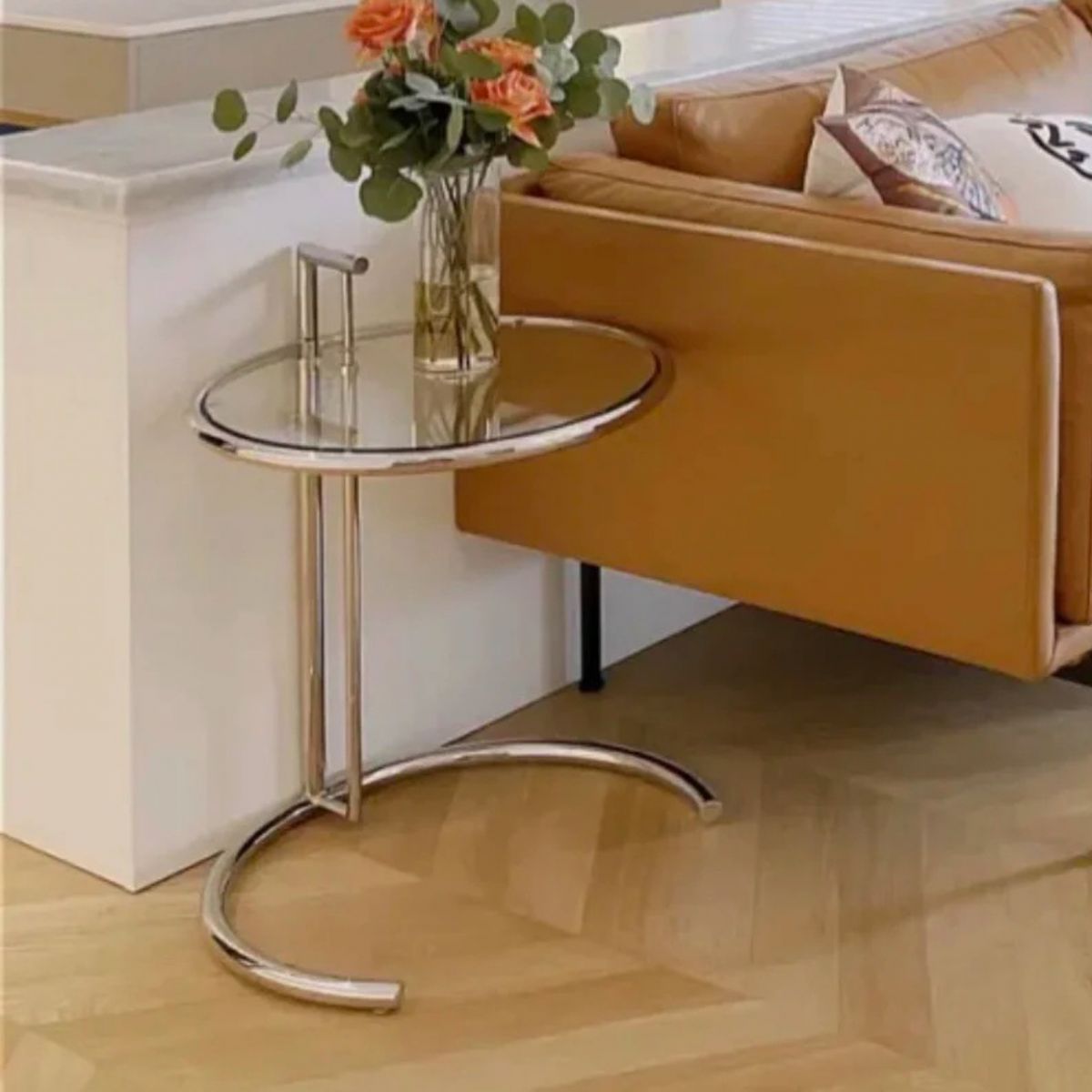 Modern Glass Top Abstract Round Living Room Accent Side Table Clearhalo 'Coffee & Accent Tables' 'End & Side Tables' 'end_side_tables' 'furn' 'furn_end_side_tables' 'Furniture' 'Living Room Furniture' 1200x1200_c543116c-d920-4bb7-a241-7f64f6f9b6c1