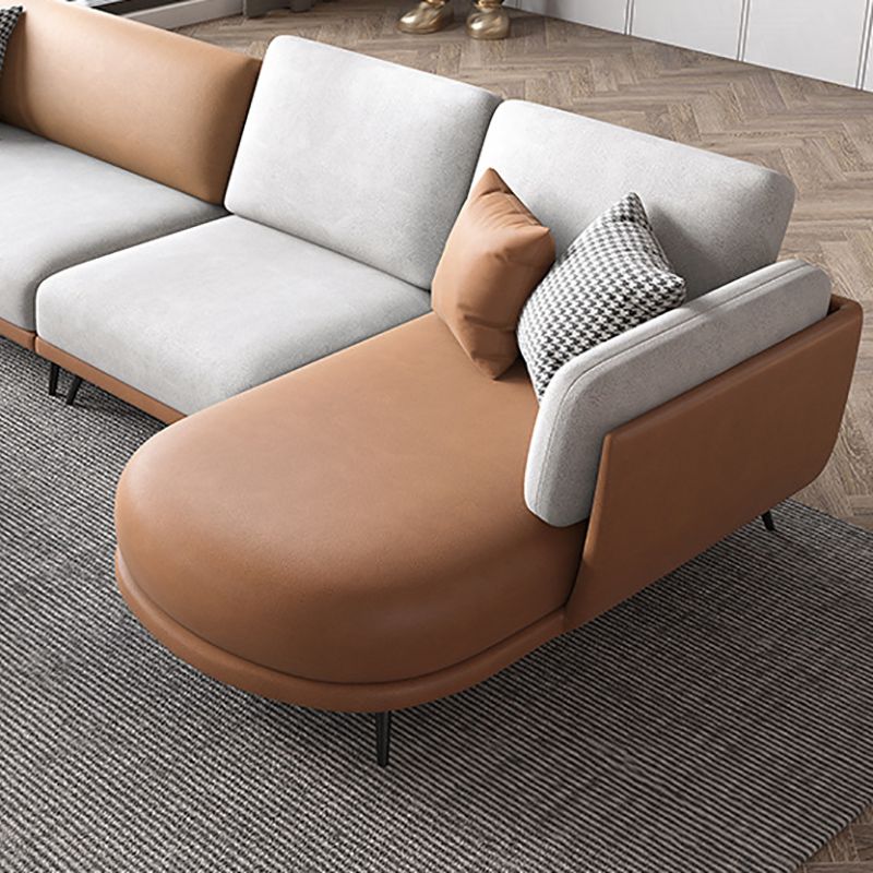 Nordic Faux Leather Living Room Stationary Pillow Top Arm Sofa Chaise Clearhalo 'furn' 'furn_sectionals' 'Furniture' 'Living Room Furniture' 'Sectionals' 1200x1200_c5438c5a-6035-439b-a193-ef796f4fff31