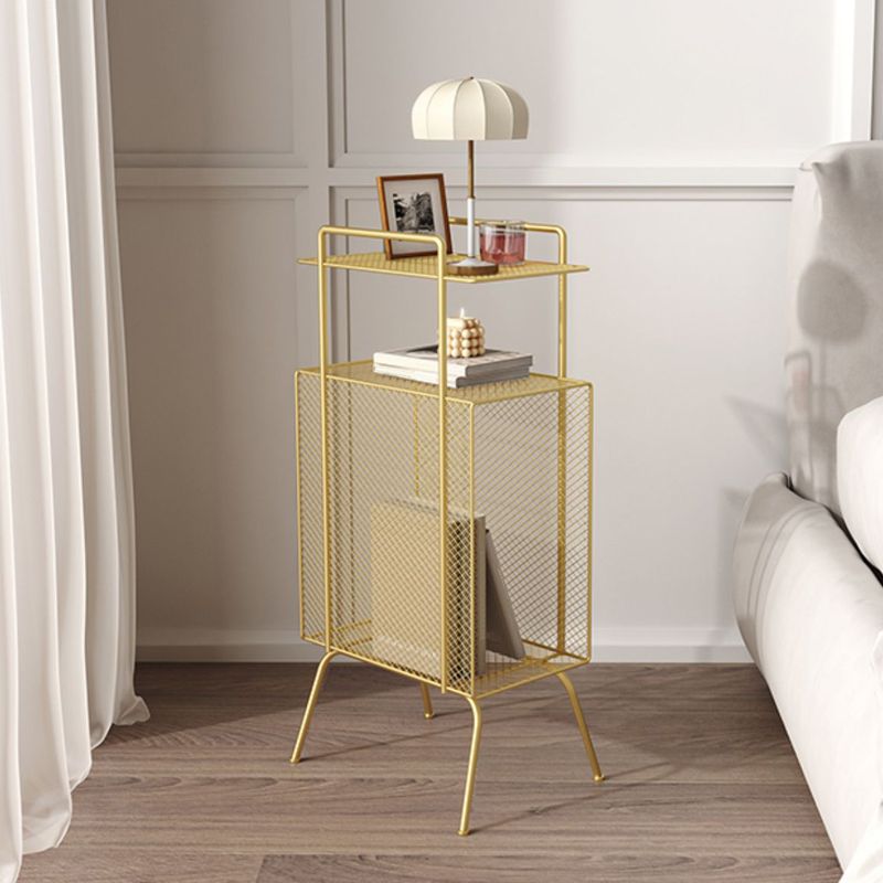 Metalen glamour bed nachtkastje open opbergpoten inbegrepen nachttafel planken