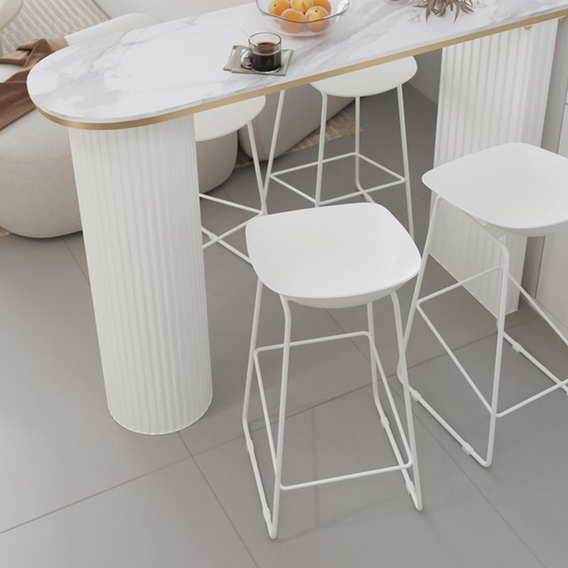 Stone Bar Dining Table Modern Oval Bar Table with Double Pedestal for Kitchen Dining Room Clearhalo 'Bar Furniture' 'Bar Tables' 'bar_tables' 'furn' 'furn_bar_tables' 'Furniture' 'furniture_bar_tables' 'Kitchen & Dining Furniture' 1200x1200_c5455efa-a6b3-4bab-92cc-1f602d741fb9