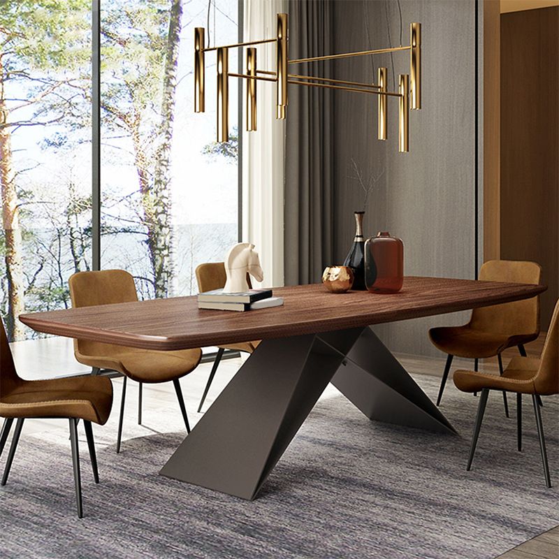 Industrial Rectangle Dining Table Wood Table with Metal Legs for Home Clearhalo 'Dining Tables & Seating' 'Dining Tables' 'dining_table' 'furn' 'furn_dining_table' 'Furniture' 'Kitchen & Dining Furniture' 1200x1200_c545bc51-11ec-488a-9266-857cea546a05
