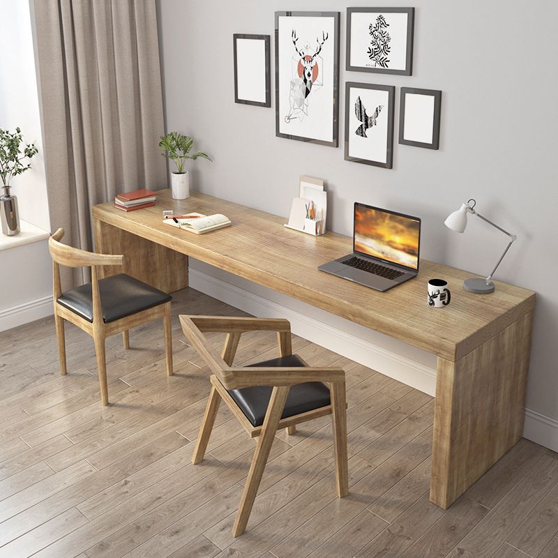 23.6" Wide Contemporary Office Desk Natural Solid Wood Writing Desk Clearhalo 'furn' 'furn_office_desk' 'Furniture' 'Office Desks' 'Office Furniture' 'office_desk' 1200x1200_c5476b30-9551-49d3-a606-9f2a1fafc6c4