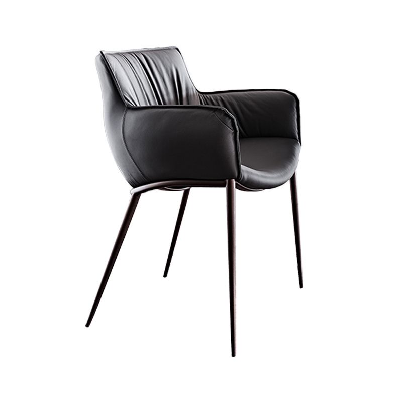 Industrial Arm Chair Metal Solid Back Dining Room Chair for Kitchen