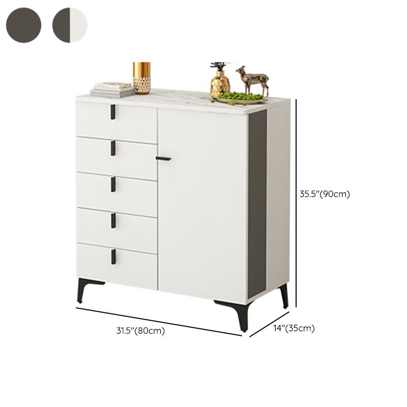 Modern White Wood Storage Chest with Soft-Close Drawers for Home