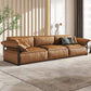 Contemporary Genuine Leather Living Room Pillow Top Arm Cushions Sofa