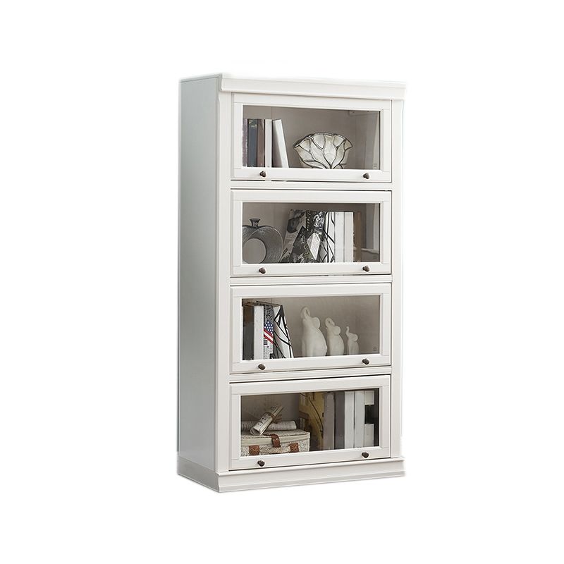 Libreria moderna di stoccaggio chiuso da 12,5 "W White Wohi Legno scaffale con porte di vetro