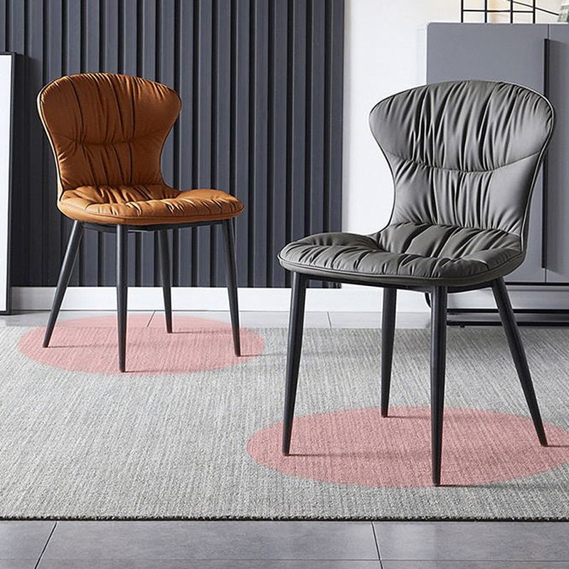 Sedia laterale in pelle finta gambe nere sala da pranzo parsons sedia