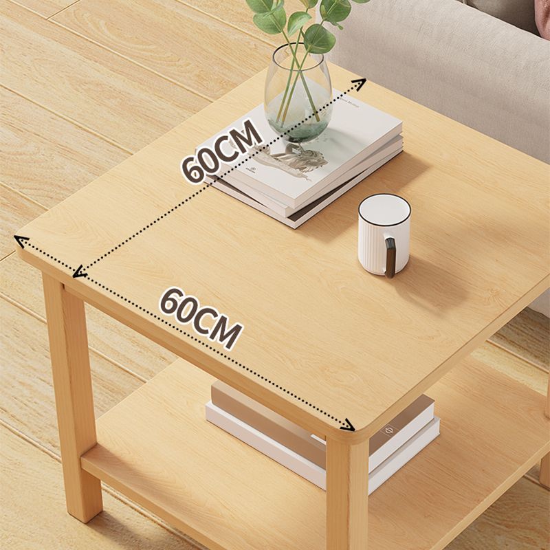 Modernistic Side Table Double Tier Wood Accent Side Table with Shelf