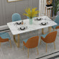 Glam Iron Dinette Set 1/2/5/7 Pieces Rectangle Dining Table Set with White Sintered Stone