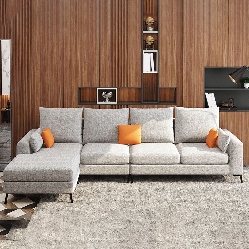 33.46" Tall Modern Linen Sectional/Sofa with Pillowed Back Cushions Clearhalo 'furn' 'furn_sectionals' 'Furniture' 'Living Room Furniture' 'Sectionals' 1200x1200_c54ecb66-12bd-4e85-9e27-4a7536111455