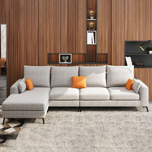 33.46" Tall Modern Linen Sectional/Sofa with Pillowed Back Cushions Clearhalo 'furn' 'furn_sectionals' 'Furniture' 'Living Room Furniture' 'Sectionals' 1200x1200_c54ecb66-12bd-4e85-9e27-4a7536111455