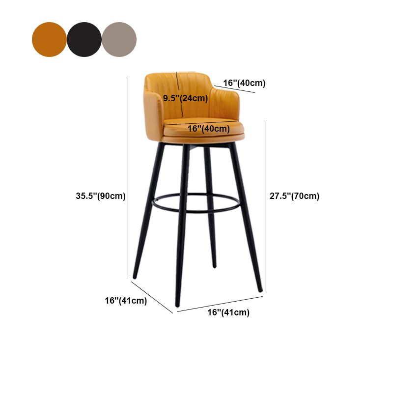 Contemporary Swivel Bar Stool Upholstered Leather Stools with Footrest Clearhalo 'Bar Furniture' 'Bar Stools' 'bar_stools' 'furn' 'furn_bar_stools' 'Furniture' 'Kitchen & Dining Furniture' 1200x1200_c54ef686-6f94-47f1-a97f-4fd81e92c2bc