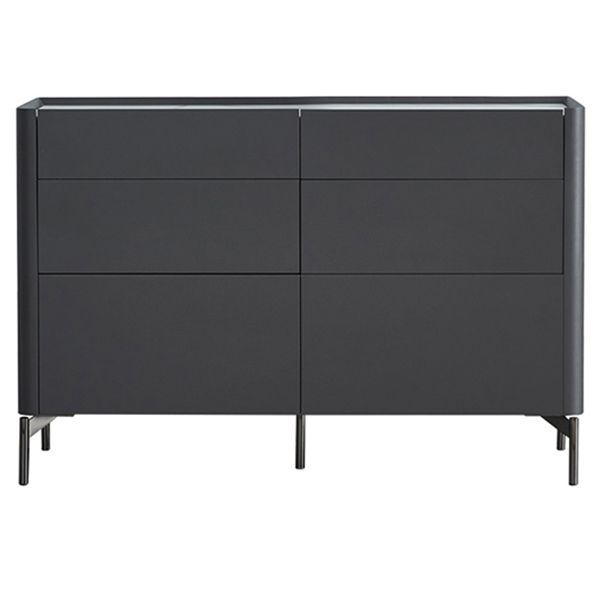 Server da pranzo in pietra grigia e buffet in legno con cassetti