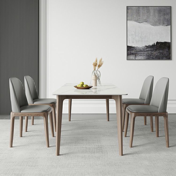 Mid-Century Rectangle Dining Table Stone Dining Table with Solid Wood Legs Clearhalo 'Dining Tables & Seating' 'Dining Tables' 'dining_table' 'furn' 'furn_dining_table' 'Furniture' 'Kitchen & Dining Furniture' 1200x1200_c553a1df-e35d-4ed0-95f5-e7018d6bc151