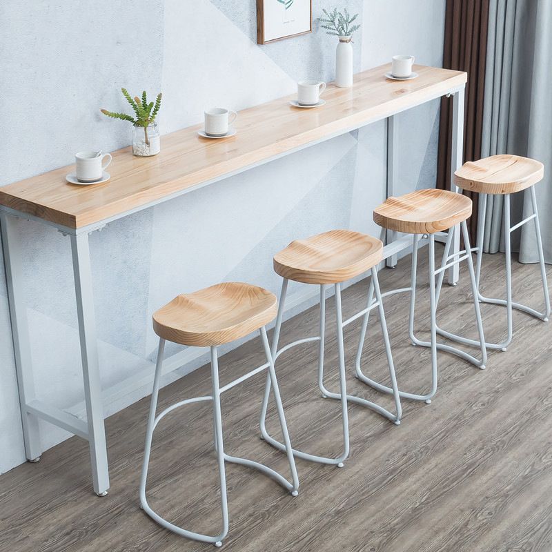 Tavolo da bar in legno massiccio di lussuoso set da barra da barra da 1/5 pezzi con sgabelli bianchi