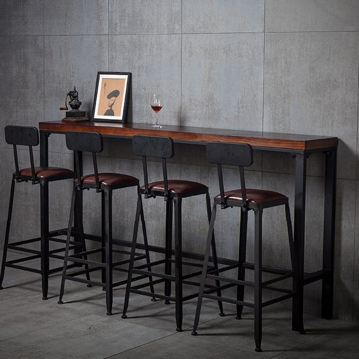 Wood Bar Dining Table Industrial Bar Dining Table with Trestle Base Clearhalo 'Bar Furniture' 'Bar Tables' 'bar_tables' 'furn' 'furn_bar_tables' 'Furniture' 'furniture_bar_tables' 'Kitchen & Dining Furniture' 1200x1200_c554e5ba-427d-4ec0-bf49-11189e2e27f5